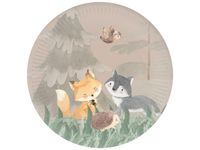 Talerzyki papierowe leśne zwierzątka, 18 cm 6 szt.