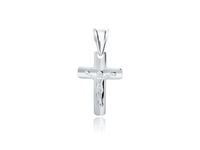 RODOWANY SREBRNY DIAMENTOWANY KRZYŻ JEZUS CHRYSTUS