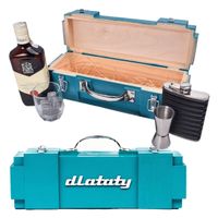 PREZENT DLA TATY OJCA  - Masywna Drewniana Skrzynka na Alkohol + akcesoria