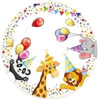 Talerzyki papierowe urodzinowe zwierzątka safari 23 cm 8 szt.