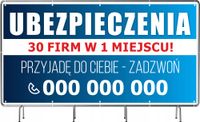 BANER REKLAMOWY na siatce mesh 200x100 cm gotowy projekt UBEZPIECZALNIA
