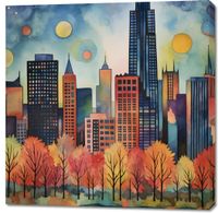 Obraz 100x100cm Panorama Malowniczego Miasta