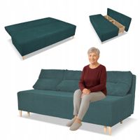 Kanapa sofa KIMO funkcja spania pojemnik Family Meble Anafi zielona sztruks
