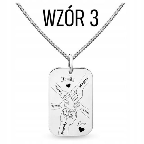 Nieśmiertelnik z grawerem z imionami rodziny męski naszyjnik srebro 925 na Arena.pl