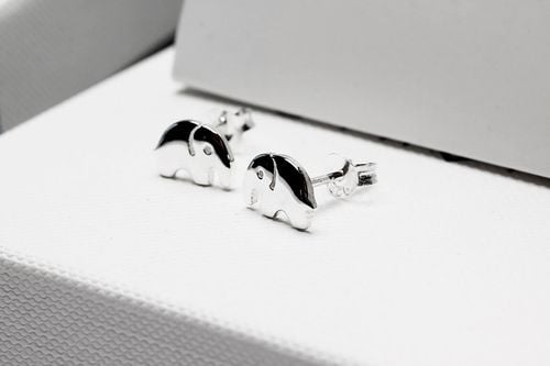 srebrne kolczyki słoniki na Arena.pl