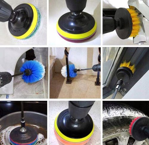 SZCZOTKI SPRZĄTAJĄCE CZYSZCZĄCE NA WIERTARKĘ WKRĘTARKĘ PADY NYLONOWE ZESTAW na Arena.pl