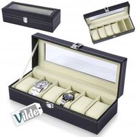 Pudełko ORGANIZER etui pojemnik na zegarki czarne przechowywania