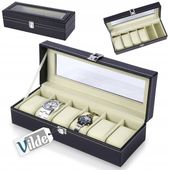 Pudełko ORGANIZER etui pojemnik na zegarki czarne przechowywania