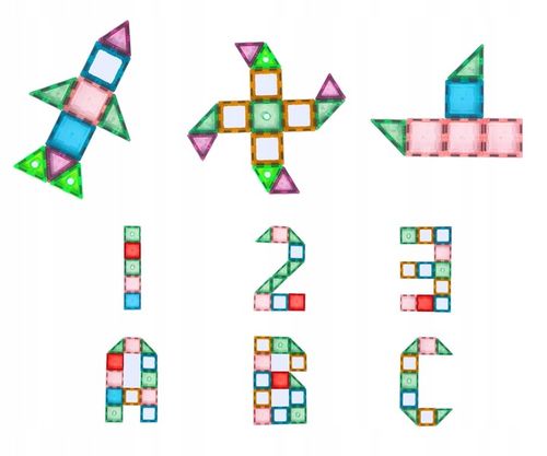 KLOCKI MAGNETYCZNE 3D konstrukcyjne DUŻE Zestaw 45 el. Magnetic Tiles na Arena.pl