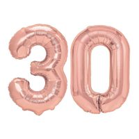 Balony foliowe liczba 30 różowe złoto, 100 cm