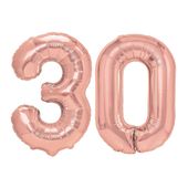 Balony foliowe liczba 30 różowe złoto, 100 cm