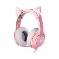 ONIKUMA K9 Sluchawki Gamingowe RGB Rozowe 50Mm USB Mikrofon Kocie Uszy Ledx