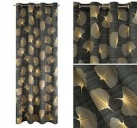 Zasłona gotowa OFELIA 140x250 cm liście miłorzębu glamour przelotki kółka