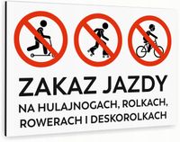 Tabliczka znak informacyjny 40x30 Biała ZAKAZ JAZDY Aluminiowa NADRUK UV