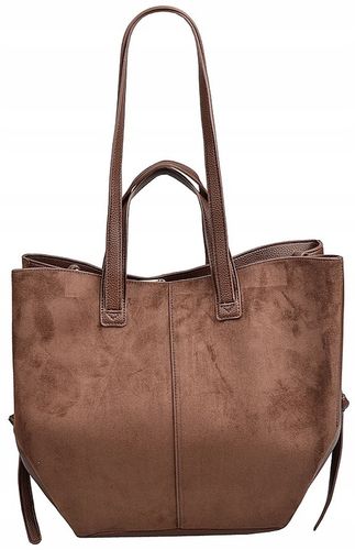 GALLANTRY Torebka damska CASUAL na ramię SHOPPER czekolada DUŻA A4 ZAMSZ na Arena.pl