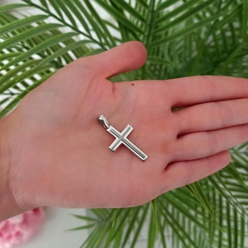 Krzyżyk srebrny rodowany bez wizerunku srebro 925 na Arena.pl