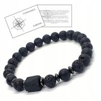 Bransoletka męska kamienie | turmalin, lawa, onyks matowy + opis kamieni