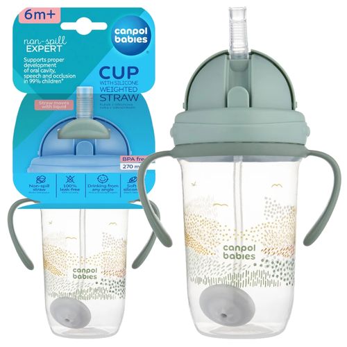 Canpol babies Kubek niekapek z rurką i odważnikiem 270 ml MOUNTAINS na Arena.pl