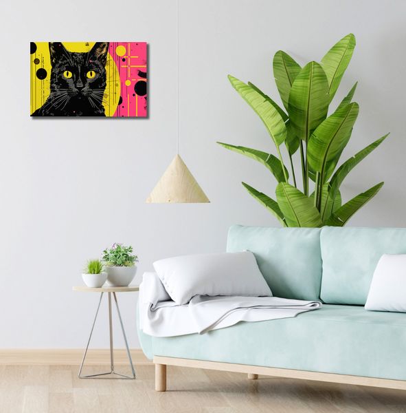 Obraz 50x30cm Neonowy Kocur zdjęcie 2