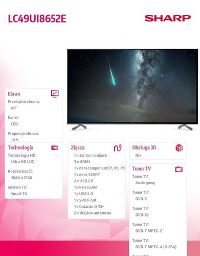 Sharp Telewizor LED 49 LC49UI8652E na Arena.pl