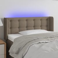 Zagłówek do łóżka z LED, taupe, 103x16x78/88 cm, tkanina