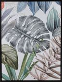 Obraz botaniczny 63x83 cm zielono‑biały ręcznie malowany na płótnie