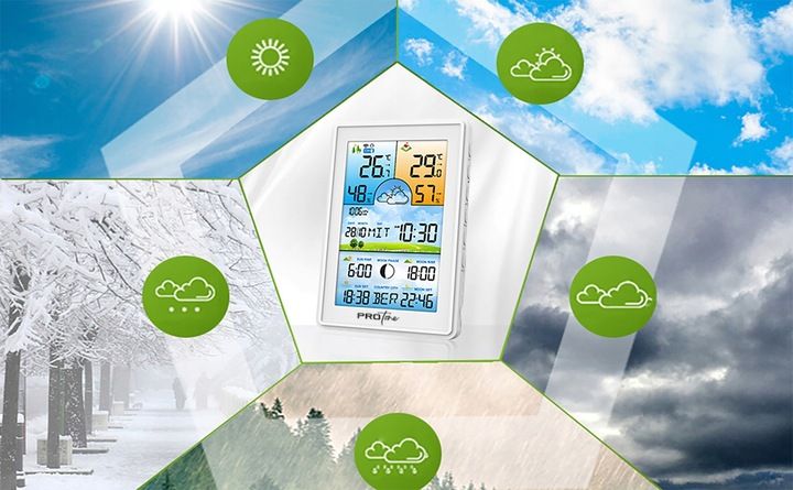 Stacja Pogodowa Pogody Higrometr Bezprzewodowa Termometr Czujnik Zegar Data zdjęcie 5