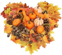 Dekoracje Jesienne Sztuczne Liście Dynie Żołędzie Na Halloween Ozdoby 50szt