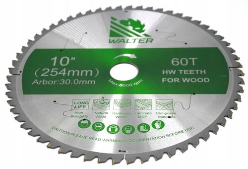 Tarcza Piła do drewna widiowa WALTER 254x30 z60 na Arena.pl