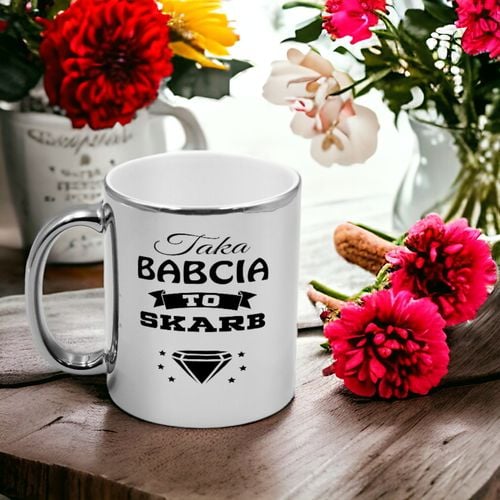 Kubek srebrny z nadrukiem grafiką prezent Dzień Babci różne wzory Babcia na Arena.pl