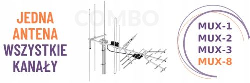 Antena TV UHF VHF Tri Digit Combo H/V DVB-T2 LNA-169 38dBi MUX-8 Dipol na Arena.pl
