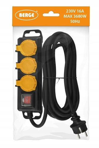 Przedłużacz Listwa Zasilająca 3 Gniazda 5m Wodoszczelny Z Wyłącznikiem IP44 na Arena.pl