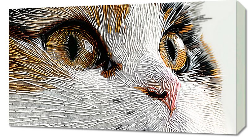 Obraz 70x40cm Nitkowany Kot zdjęcie 1