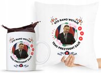 Zestaw Poduszka + Kubek Prezent Andrzej Duda Pis Z Nadrukiem Ze Zdjęciem