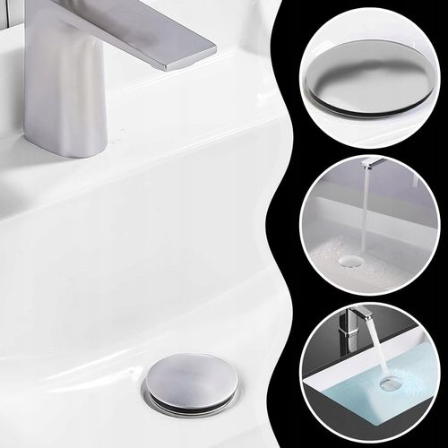 KOREK UMYWALKOWY AUTOMATYCZNY KLIK KLAK AUTO BEZ PRZELEWU SREBRNY na Arena.pl