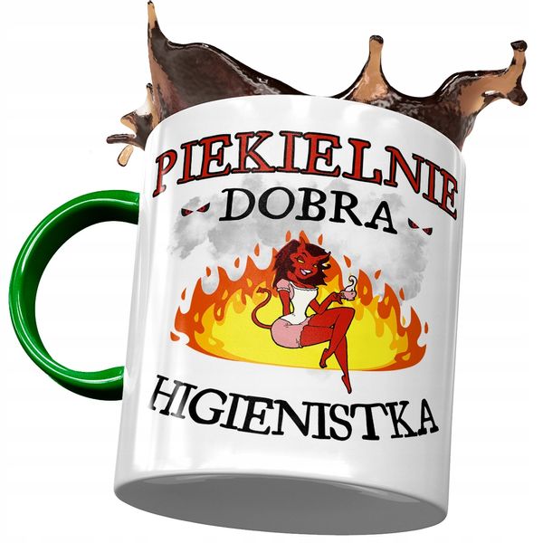 Kubek Zielony Dla Higienistki Piekielnie Dobra Z Nadrukiem Ze Zdjęciem zdjęcie 1