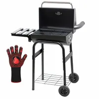 Grill BBQ PRZENOŚNY Z POKRYWĄ Ogrodowy węglowy na brykiet Zamykany + KOMIN