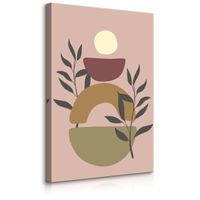 Obraz Do Sypialni Figury Geometryczne Liście Gałązki Styl Boho 50cm x 70cm