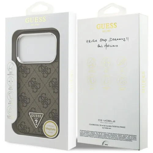 etui guess 4g triangle logo magsafe na iphone 17 pro - brązowe na Arena.pl