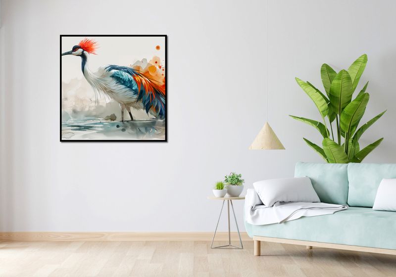 Plakat 90x90cm Żuraw w Akwareli zdjęcie 4