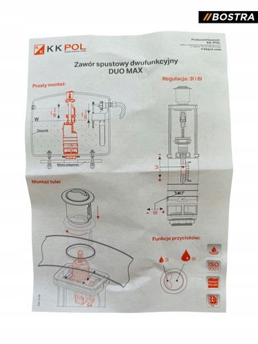 ZAWÓR SPUSTOWY SPŁUCZKI KK-POL 3/6 LITRA KOMPAKT DWUFUNKCYJNY WC na Arena.pl
