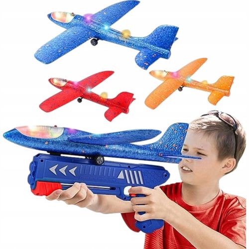 PISTOLET WYRZUTNIA SAMOLOTÓW ZE ŚWIATŁEM RZUTKA SAMOLOT STYROPIANOWY LED na Arena.pl