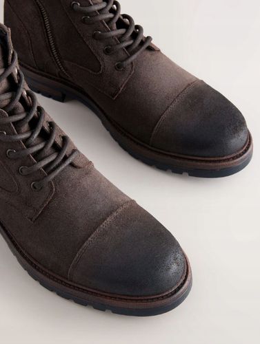 NEXT Ciemnobrązowy - Leather Toe Cap Zip-Up R44 na Arena.pl