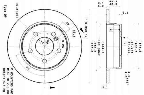 TARCZA HAM TYL 278X9 P BREMBO na Arena.pl