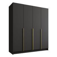Szafa SANTI I 200 cm-pojemna garderoba-CZARNY+ZŁOTY