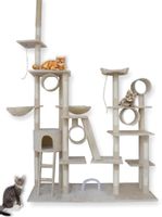 17034 Drapak dla kota 255 cm plac zabaw hamak domek beżowy