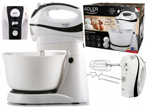 MIKSER RĘCZNY ROBOT KUCHENNY Z OBROTOWĄ MISĄ 3L 550W 5 PRĘDKOŚCI 2 na Arena.pl