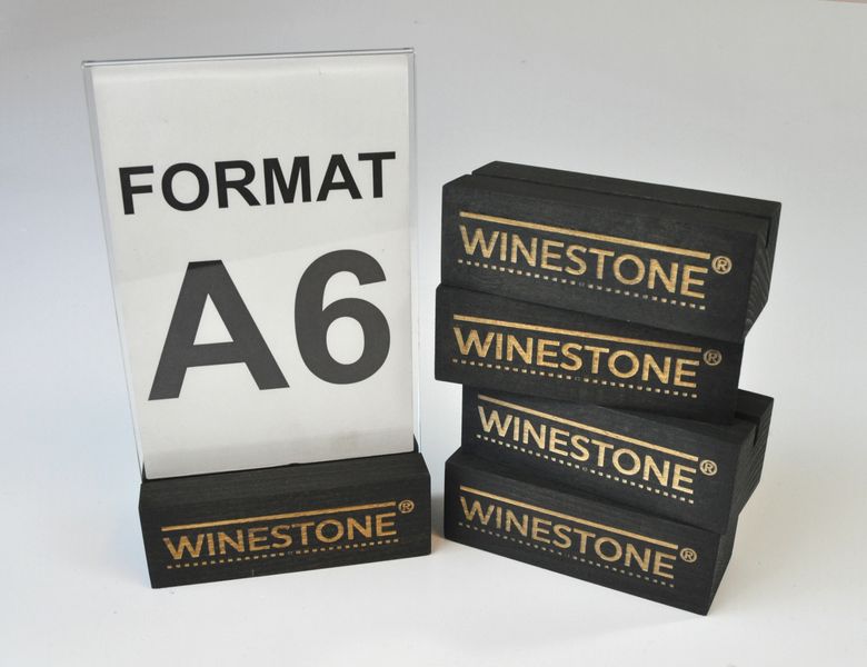 stojak na menu ulotkę plexi + drewniana podstawka z grawerem A6 10 szt zdjęcie 6