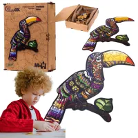 Puzzle drewniane eko 60 elementów. Tropikalny tukan