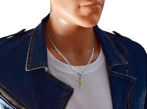 Łańcuszek Srebrny Męski Pancerka 5,00 mm z Krzyżykiem pr 925 Grawer Gratis na Arena.pl